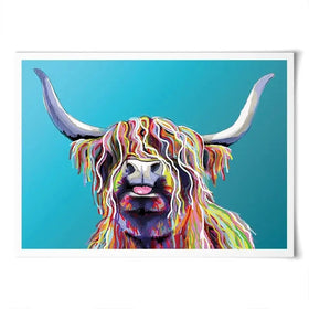 Blue Cheeky Cow Art Print Blue Cheeky Cow Art Print wall art product Independent