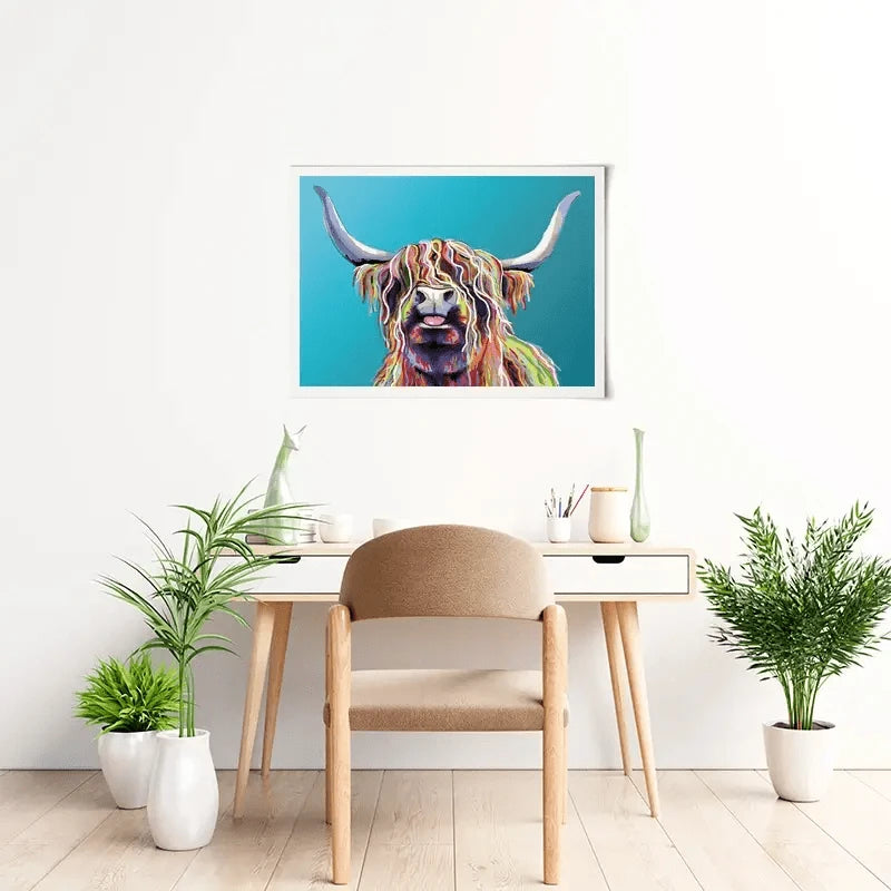 Blue Cheeky Cow Art Print Blue Cheeky Cow Art Print wall art product Independent