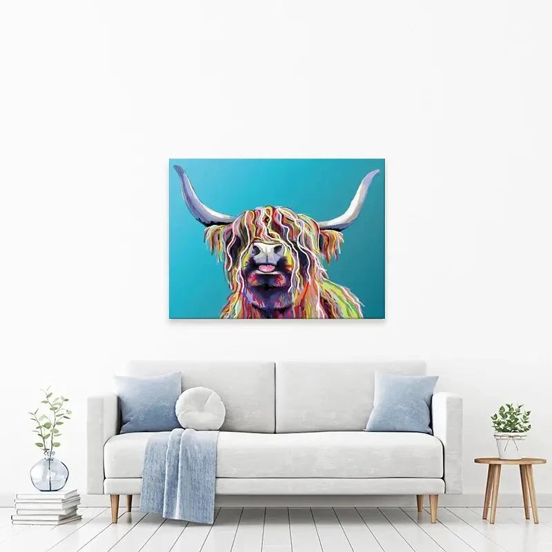 Blue Cheeky Cow Canvas Print Blue Cheeky Cow Canvas Print wall art product Independent