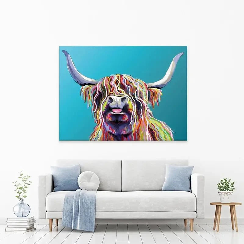 Blue Cheeky Cow Canvas Print Blue Cheeky Cow Canvas Print wall art product Independent
