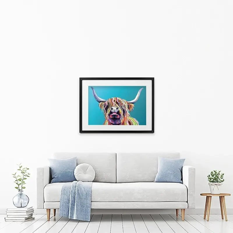 Blue Cheeky Cow Framed Art Print Blue Cheeky Cow Framed Art Print wall art product Independent