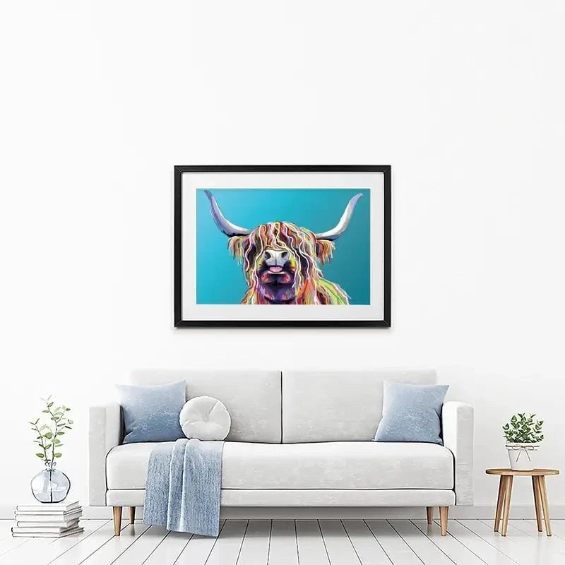 Blue Cheeky Cow Framed Art Print Blue Cheeky Cow Framed Art Print wall art product Independent