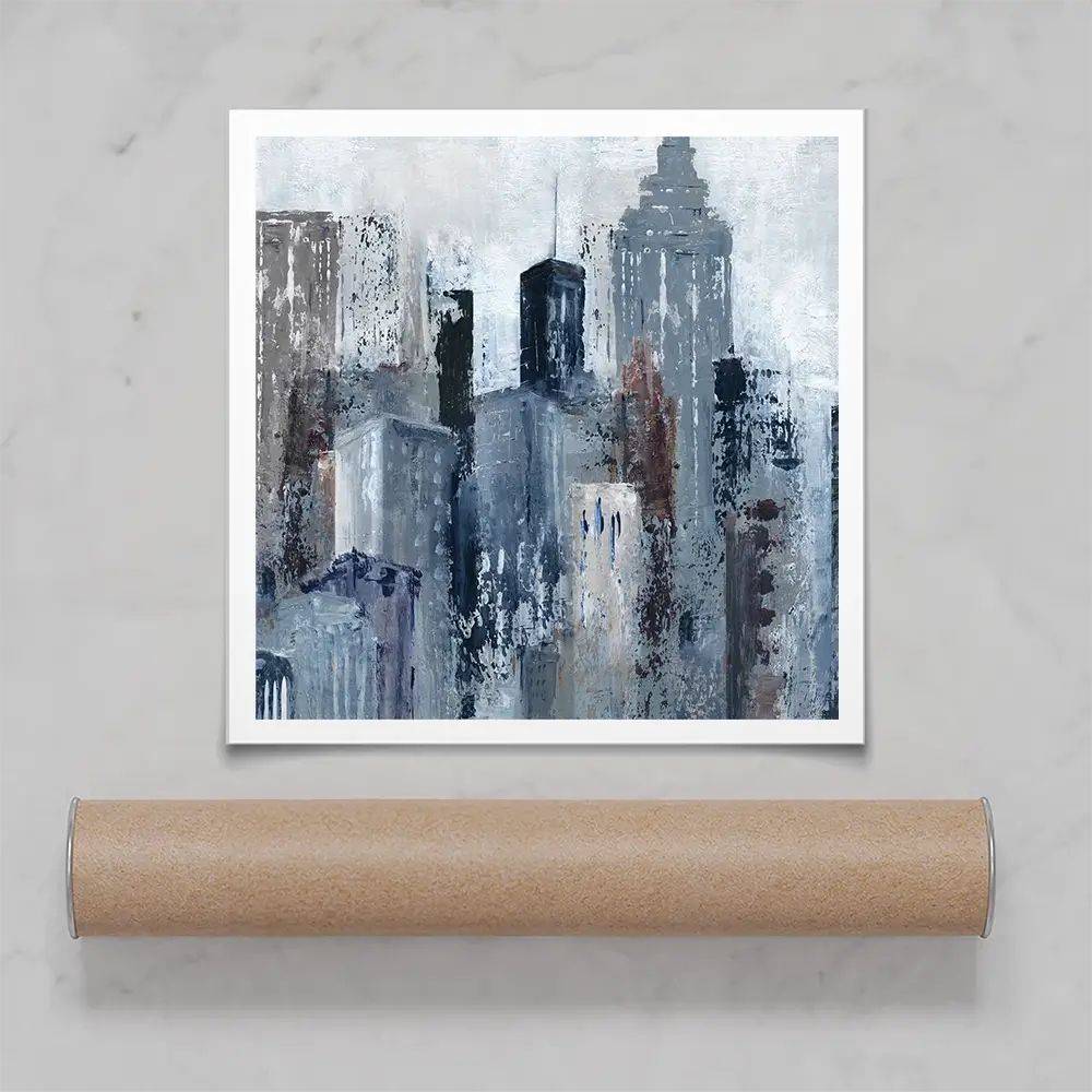 Blue City Mood Square Art Print Blue City Mood Square Art Print wall art product Art Print Shop