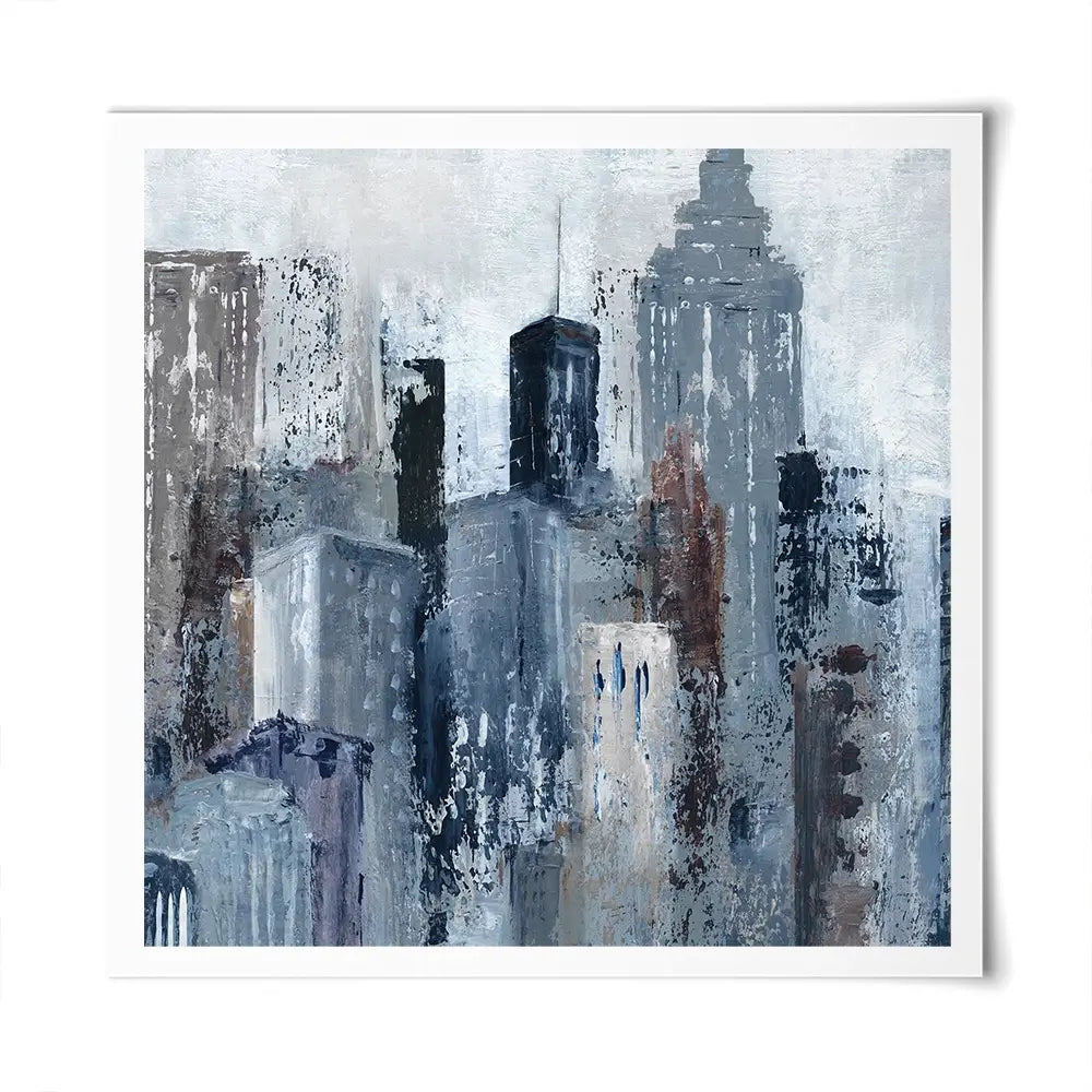 Blue City Mood Square Art Print Blue City Mood Square Art Print wall art product Art Print Shop