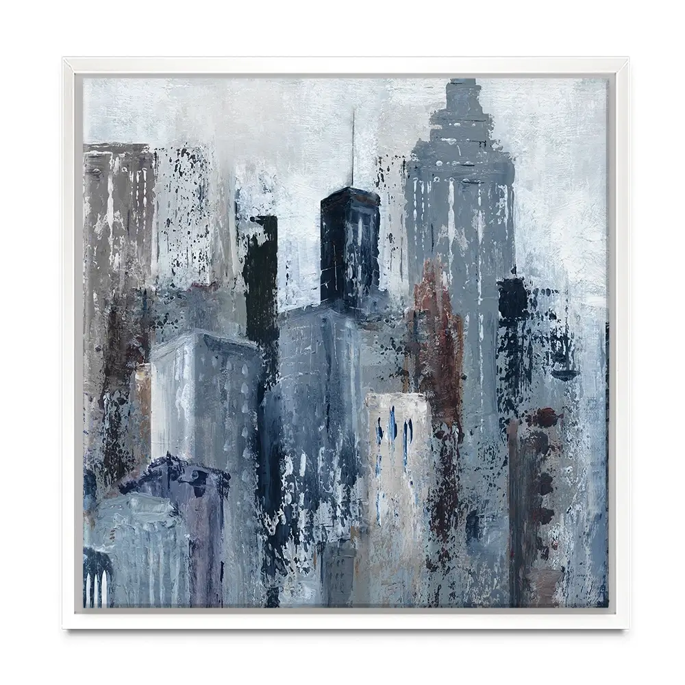 Blue City Mood Square Canvas Print Blue City Mood Square Canvas Print wall art product Art Print Shop