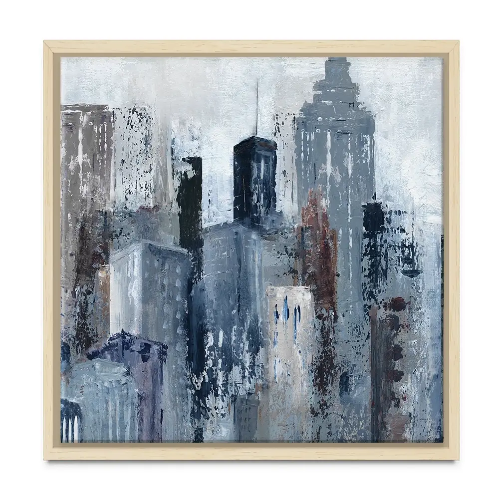 Blue City Mood Square Canvas Print Blue City Mood Square Canvas Print wall art product Art Print Shop