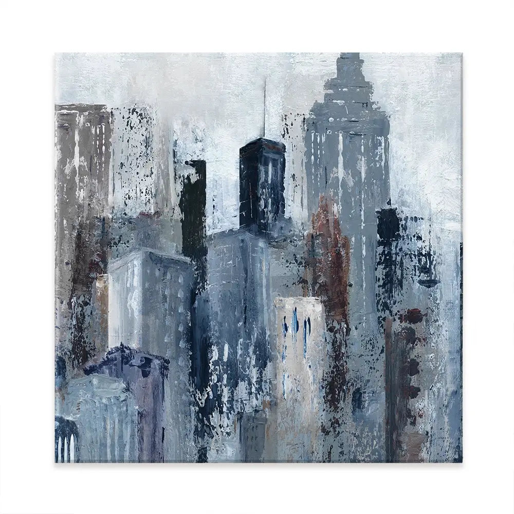 Blue City Mood Square Canvas Print Blue City Mood Square Canvas Print wall art product Art Print Shop
