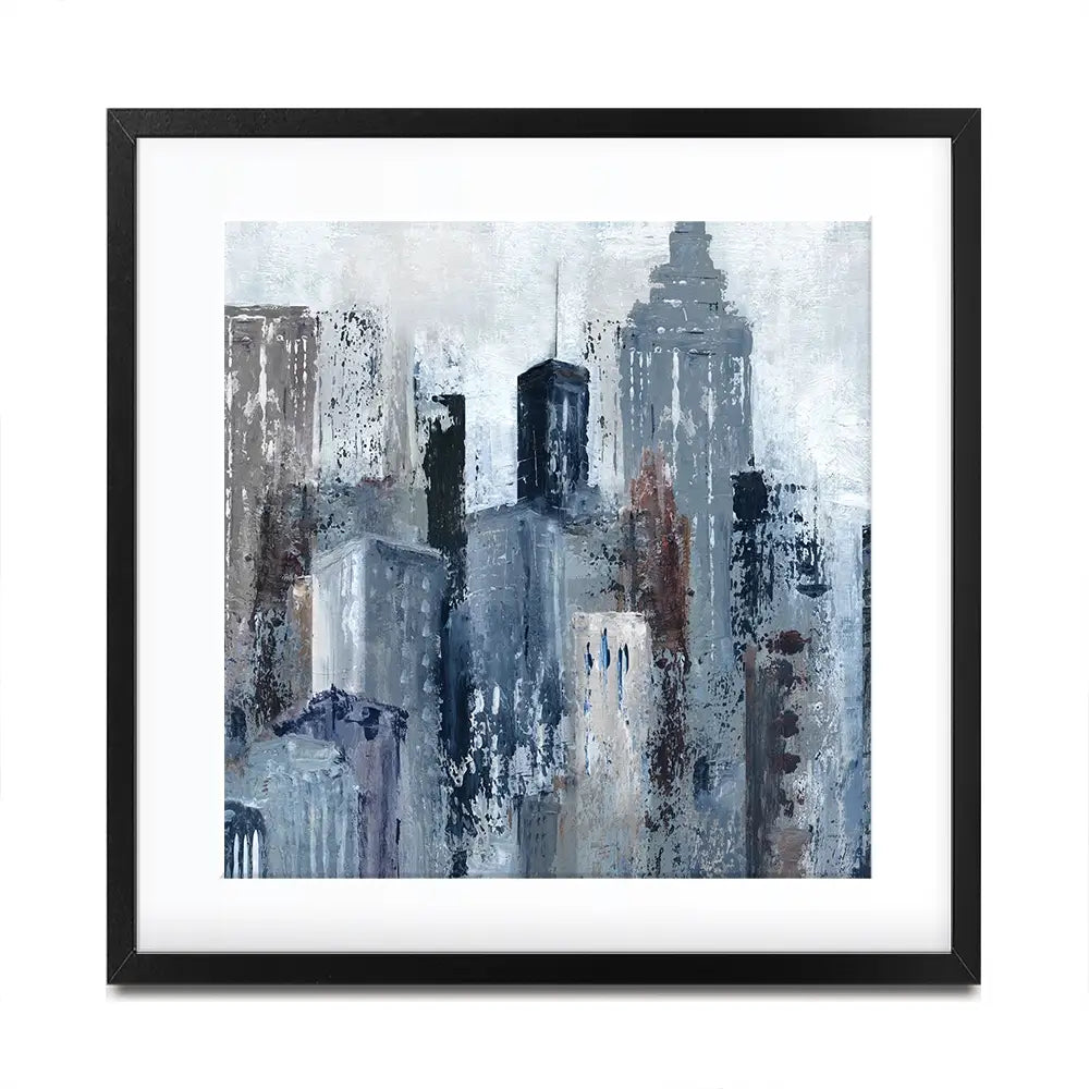Blue City Mood Square Framed Art Print Blue City Mood Square Framed Art Print wall art product Art Print Shop