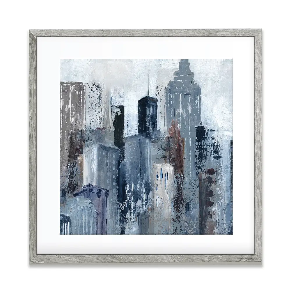 Blue City Mood Square Framed Art Print Blue City Mood Square Framed Art Print wall art product Art Print Shop