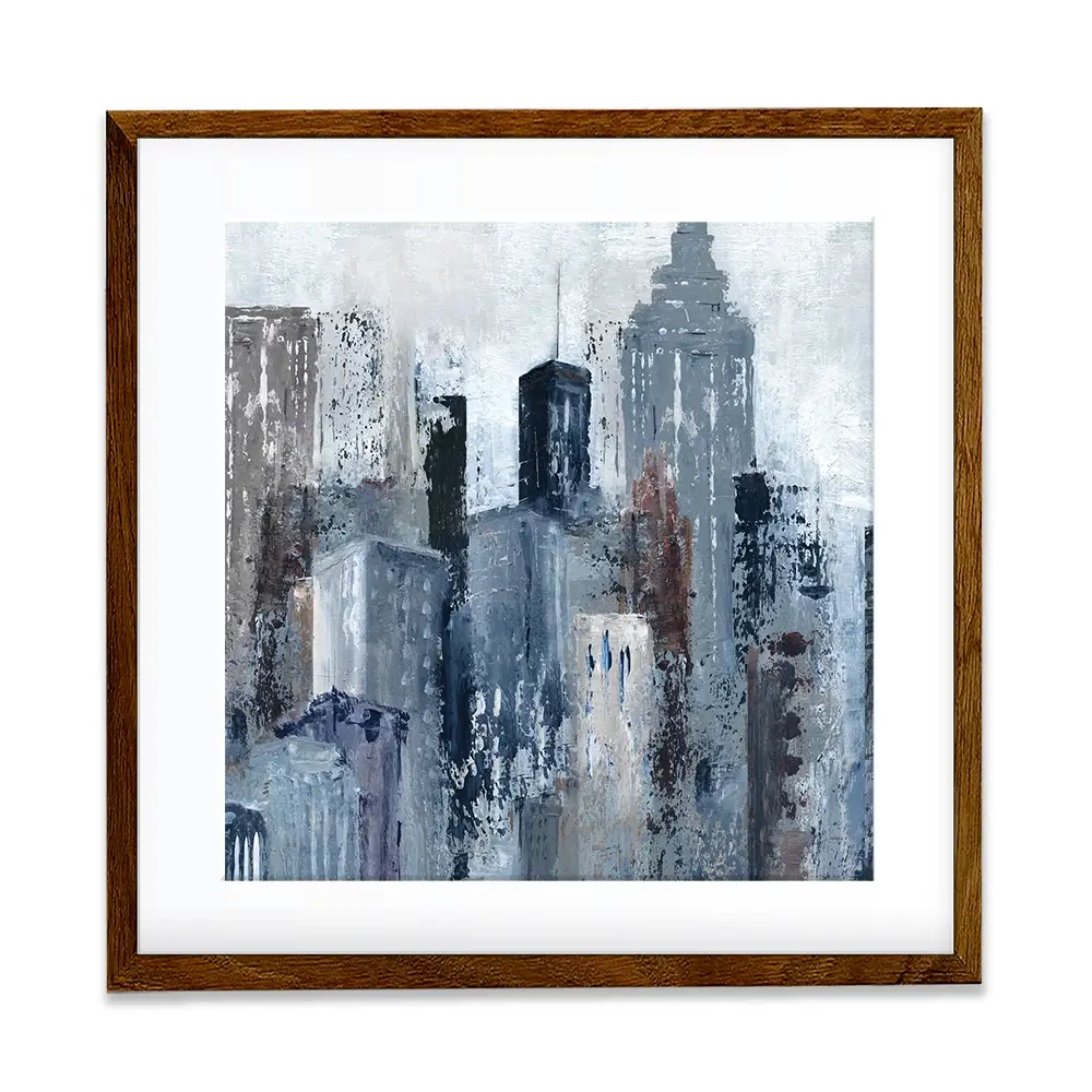 Blue City Mood Square Framed Art Print Blue City Mood Square Framed Art Print wall art product Art Print Shop