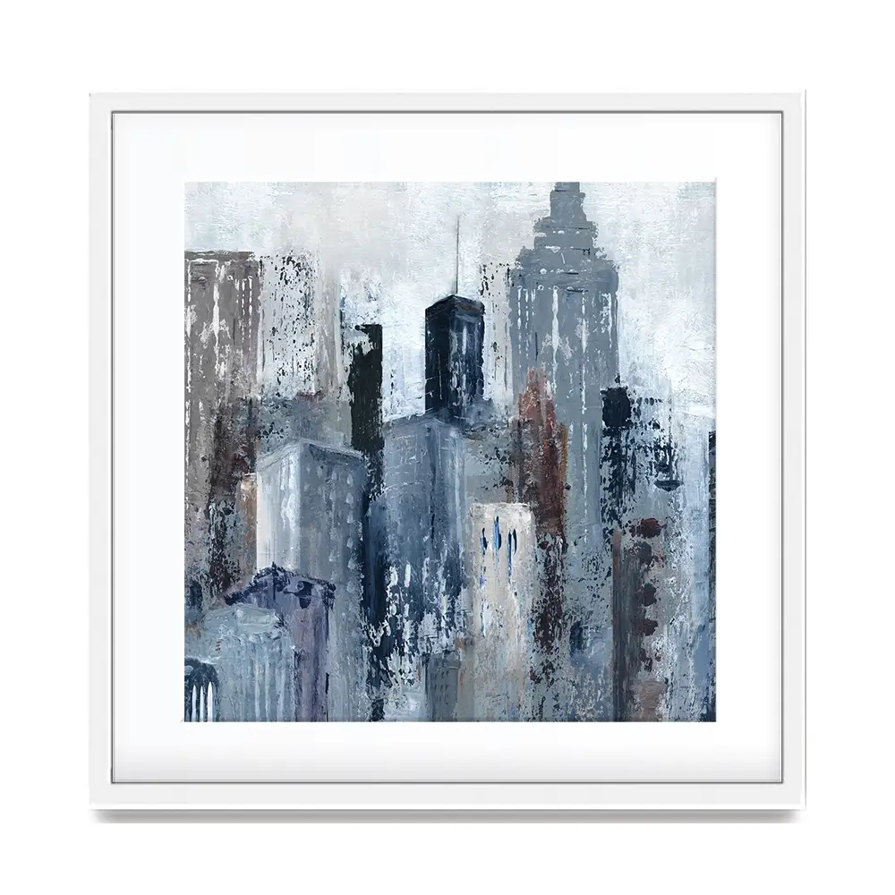 Blue City Mood Square Framed Art Print Blue City Mood Square Framed Art Print wall art product Art Print Shop