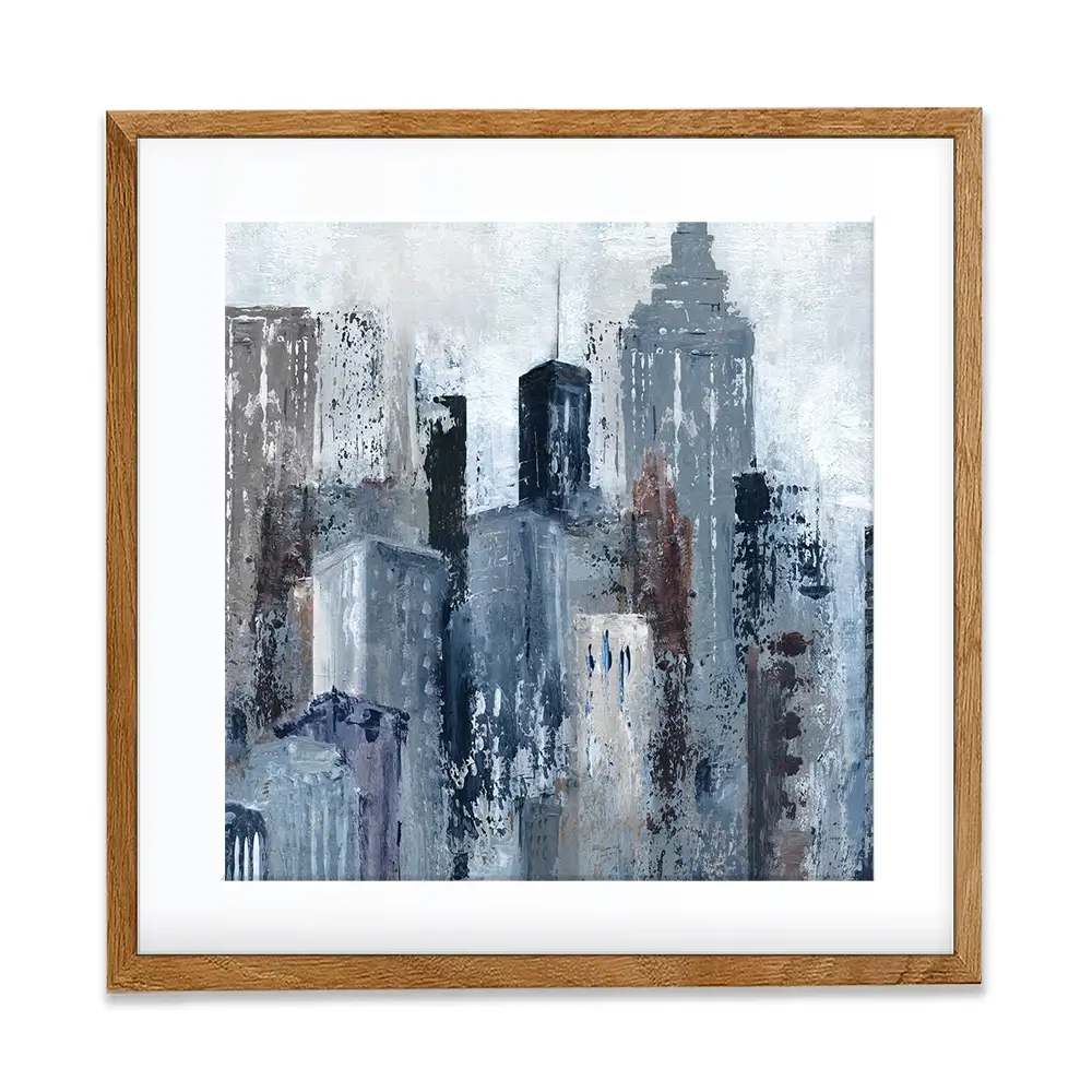 Blue City Mood Square Framed Art Print Blue City Mood Square Framed Art Print wall art product Art Print Shop