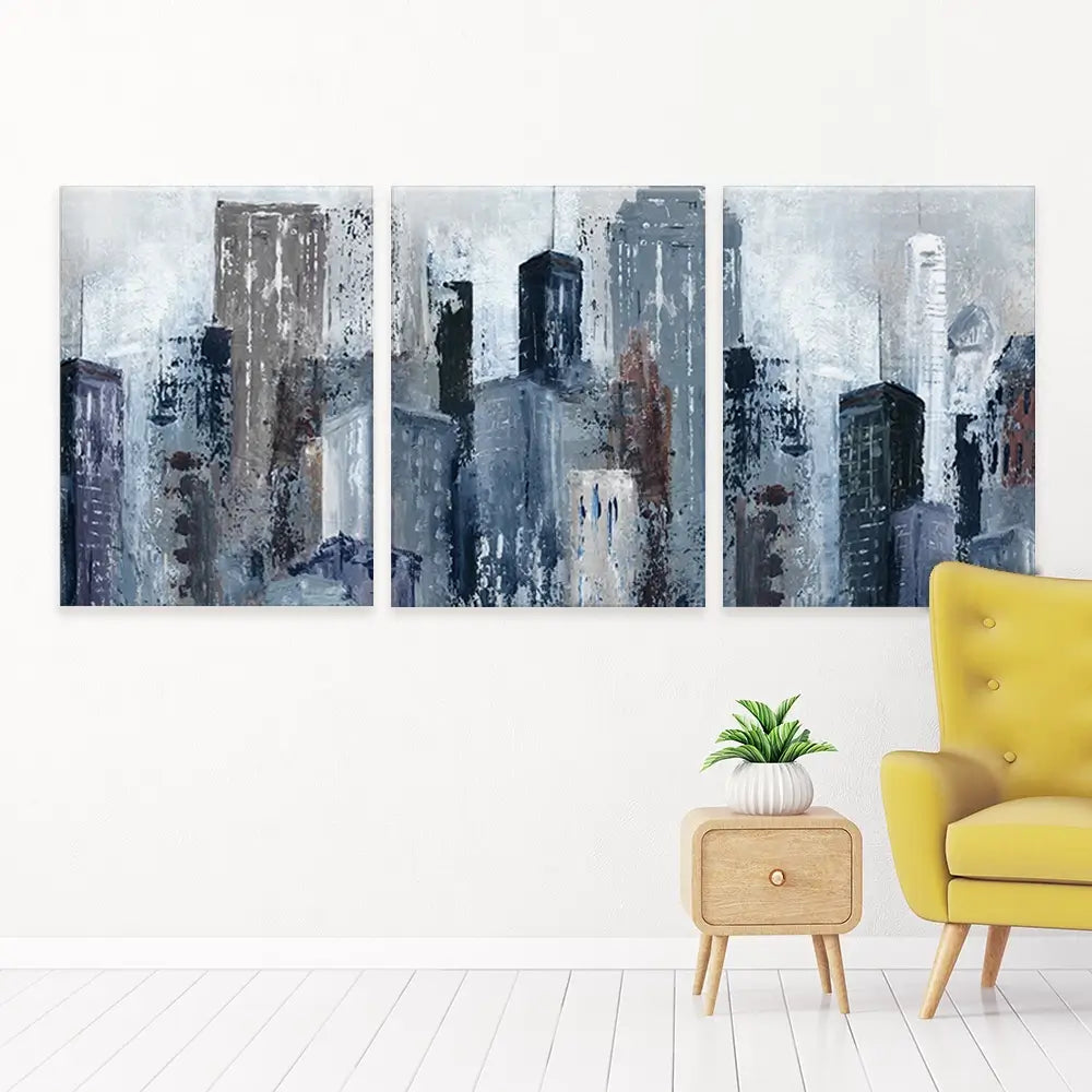 Blue City Mood Trio Canvas Print Blue City Mood Trio Canvas Print wall art product Carol Robinson
