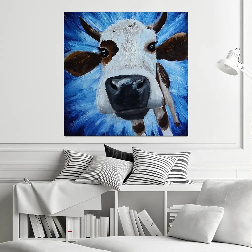 Blue Cow Canvas Print Blue Cow Canvas Print wall art product Daria Ermolina / Shutterstock
