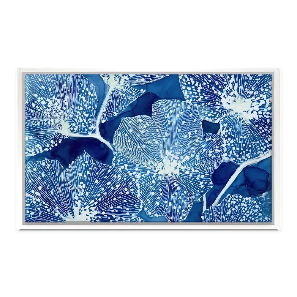 Blue Floral Pattern Close Up Canvas Print Blue Floral Pattern Close Up Canvas Print wall art product Chromatic Storm Studio