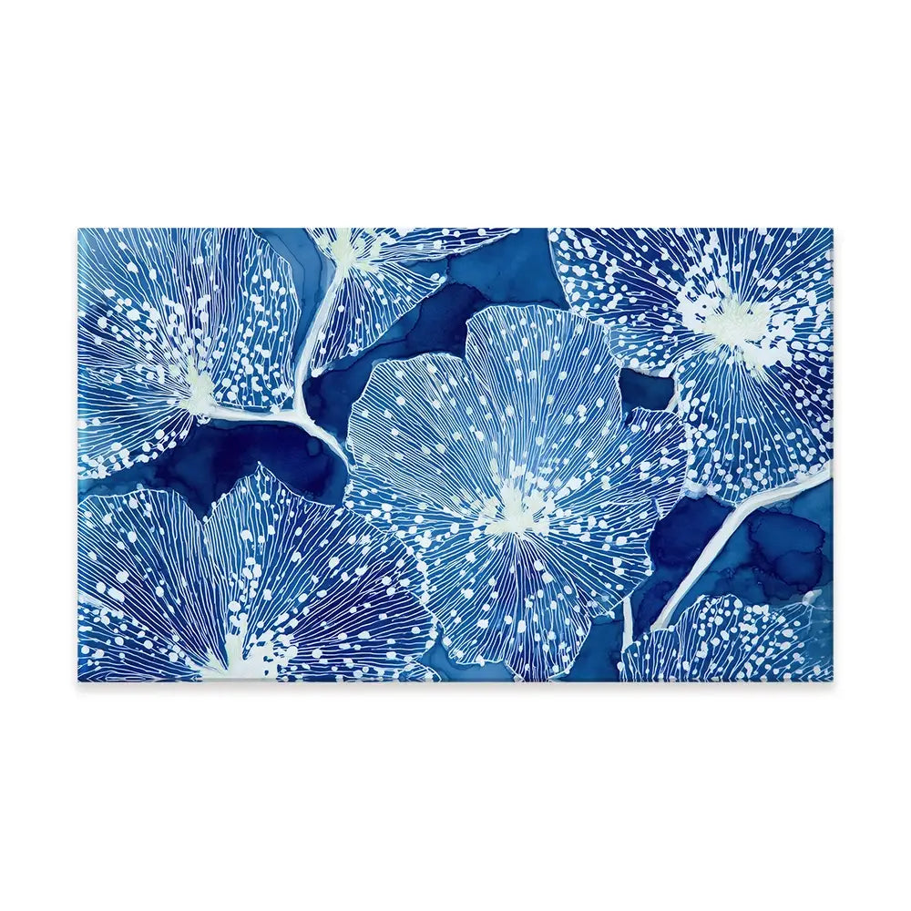 Blue Floral Pattern Close Up Canvas Print Blue Floral Pattern Close Up Canvas Print wall art product Chromatic Storm Studio