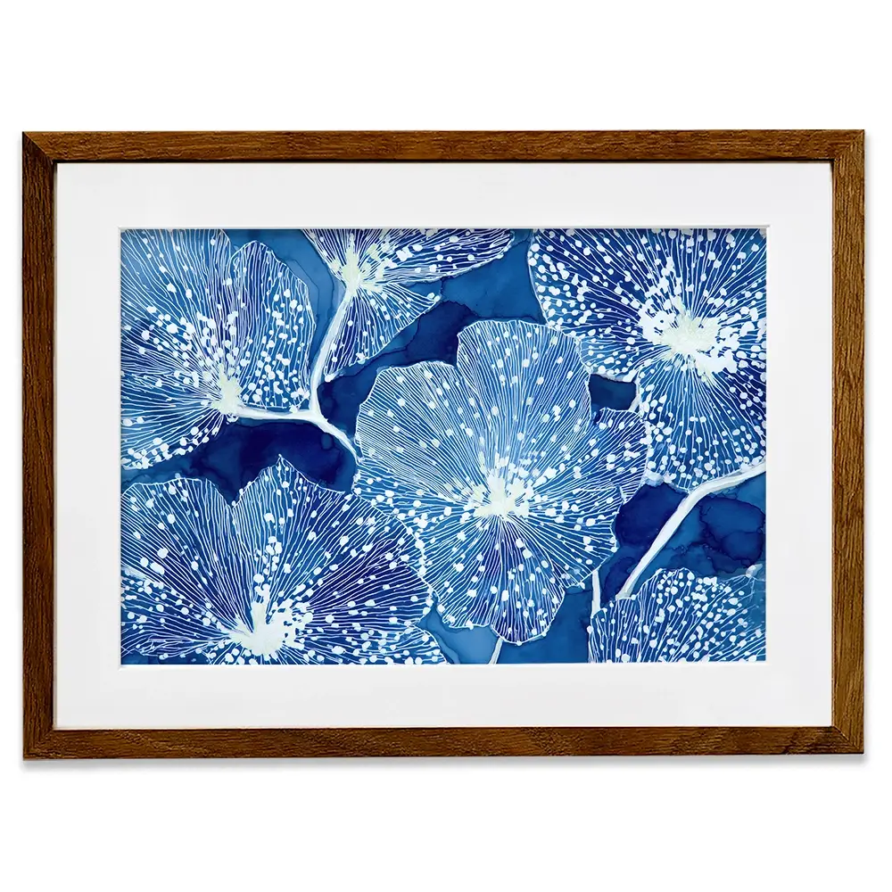 Blue Floral Pattern Close Up Framed Art Print Blue Floral Pattern Close Up Framed Art Print wall art product Chromatic Storm Studio