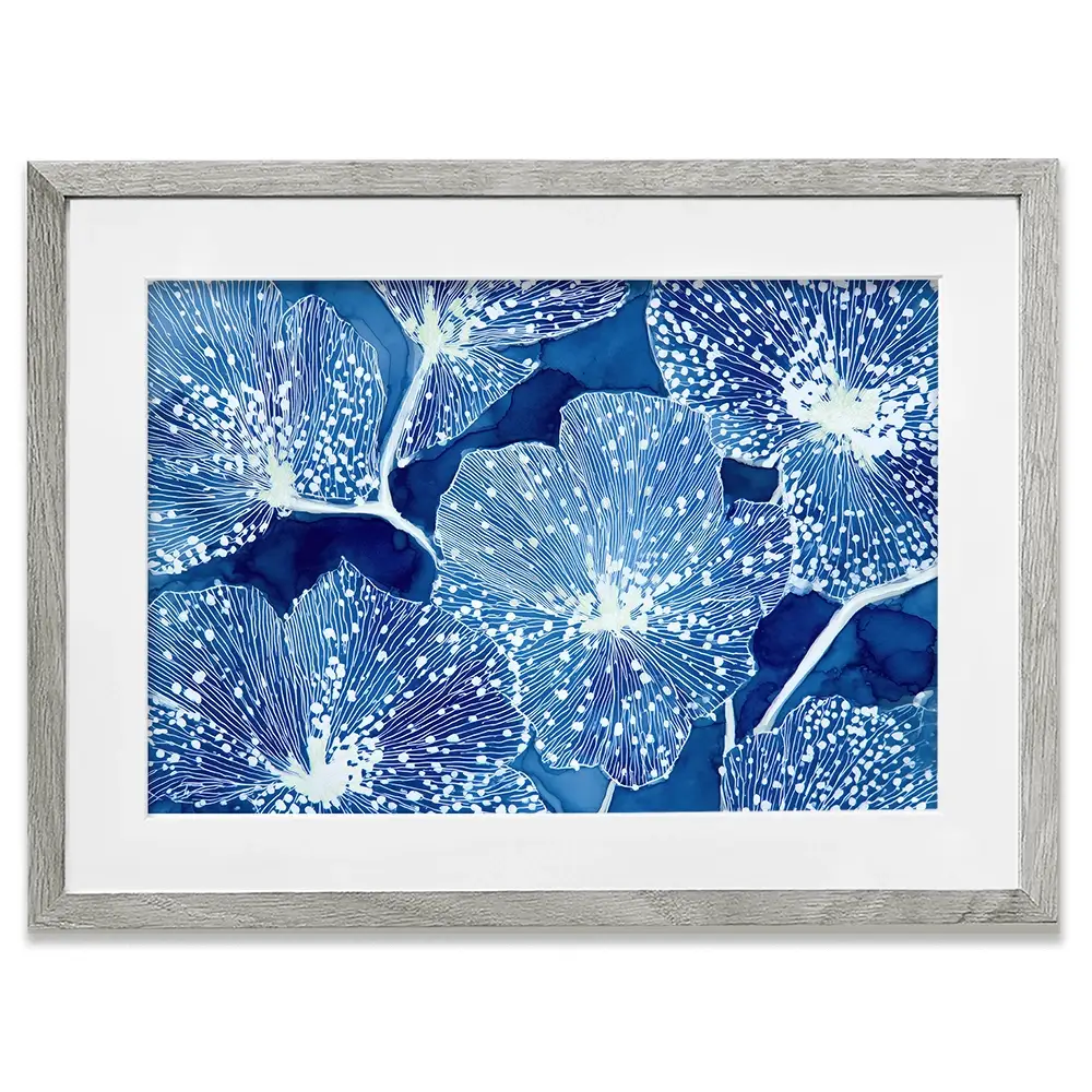 Blue Floral Pattern Close Up Framed Art Print Blue Floral Pattern Close Up Framed Art Print wall art product Chromatic Storm Studio