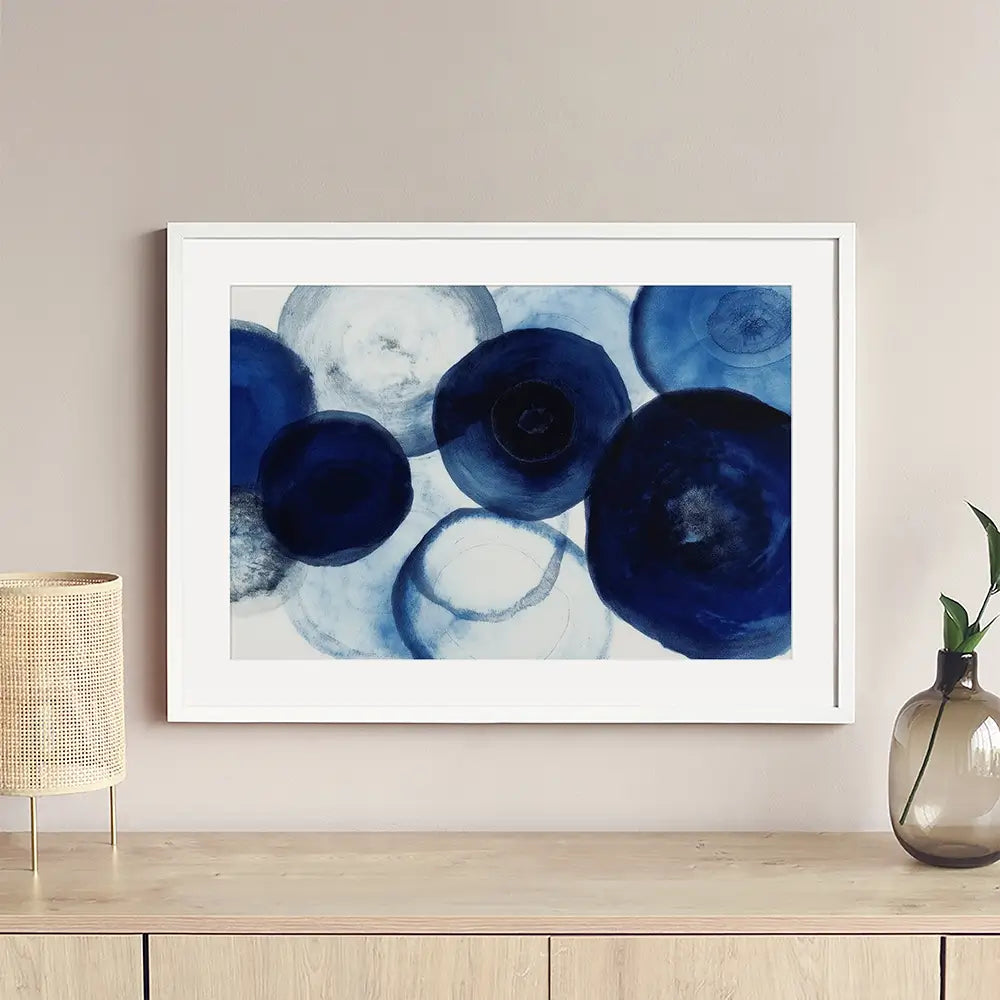 Blue Flow Bloom Framed Art Print Blue Flow Bloom Framed Art Print wall art product Chromatic Storm Studio