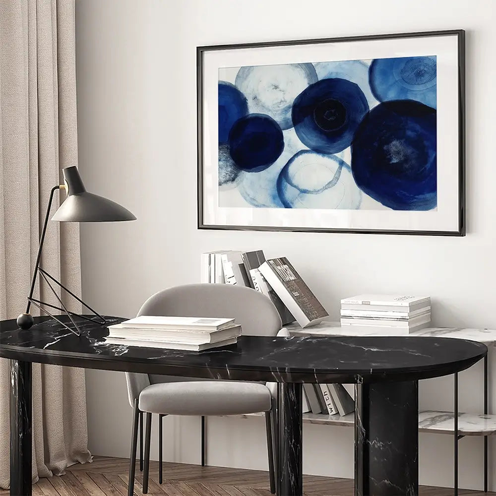 Blue Flow Bloom Framed Art Print Blue Flow Bloom Framed Art Print wall art product Chromatic Storm Studio