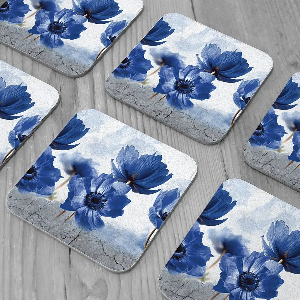 Blue Flowers Coaster Set Blue Flowers Coaster Set wall art product Creative Idea / Shutterstock