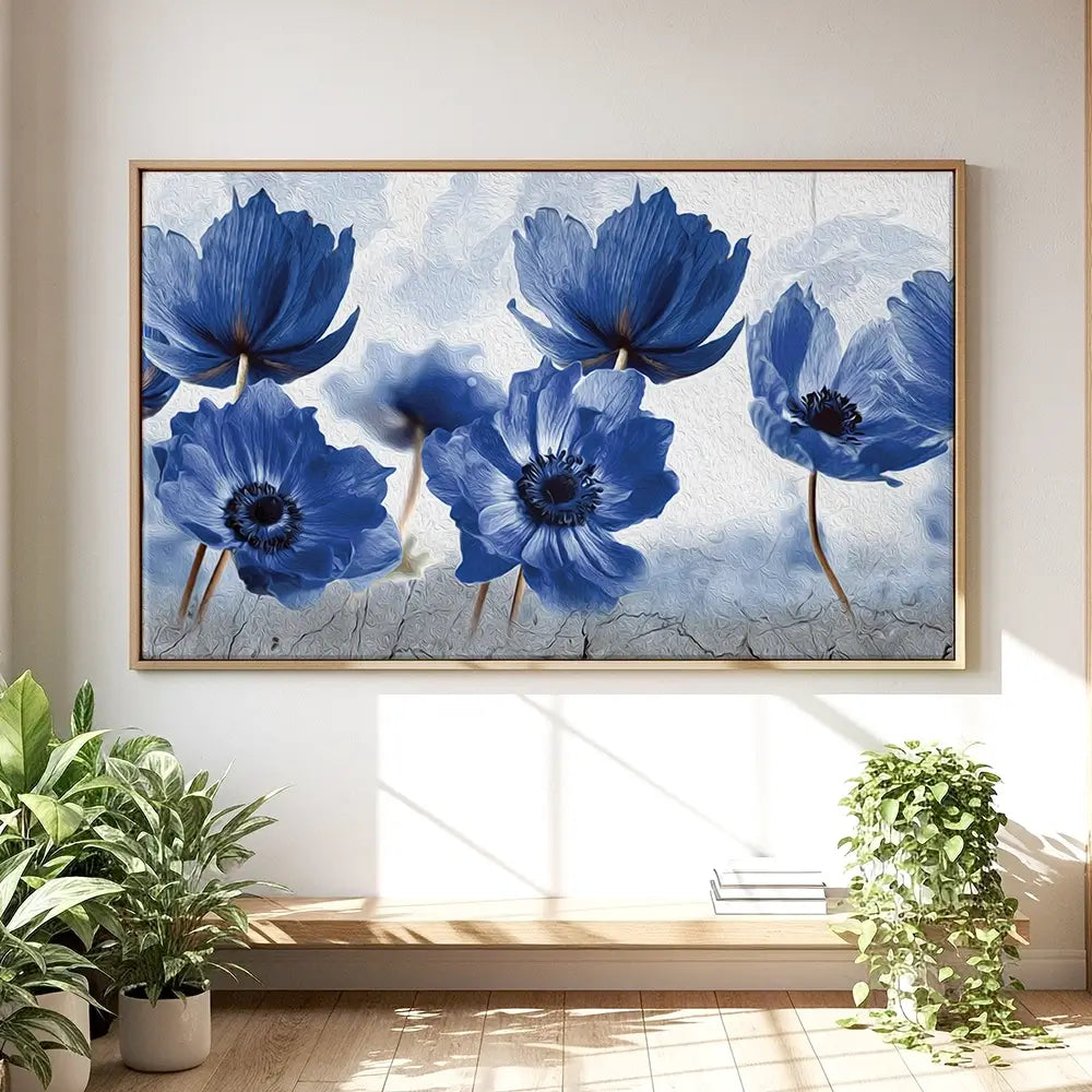 Blue Flowers Oversized Canvas Print Blue Flowers Oversized Canvas Print wall art product Creative Idea / Shutterstock