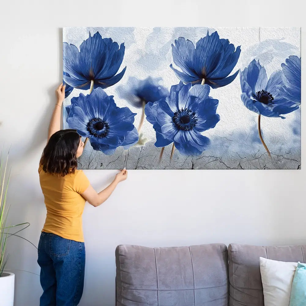 Blue Flowers Oversized Canvas Print Blue Flowers Oversized Canvas Print wall art product Creative Idea / Shutterstock