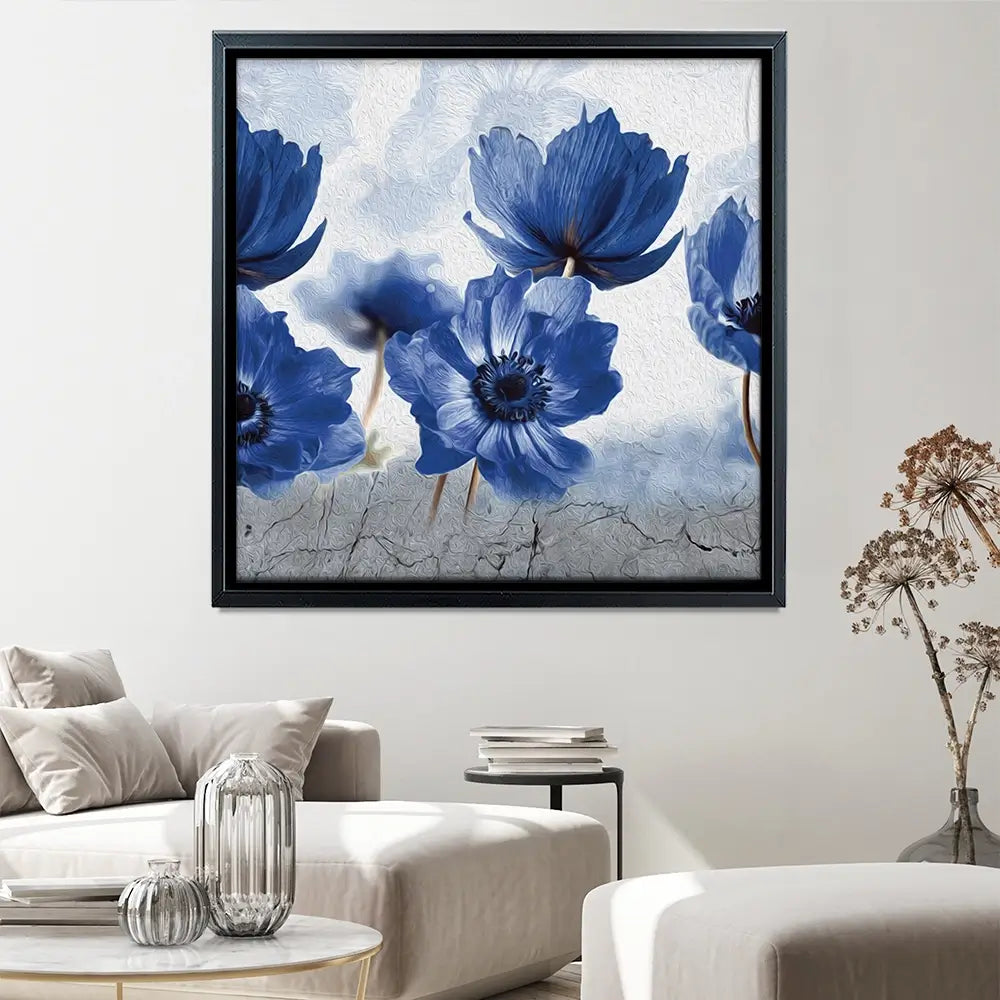 Blue Flowers Square Canvas Print Blue Flowers Square Canvas Print wall art product Creative Idea / Shutterstock