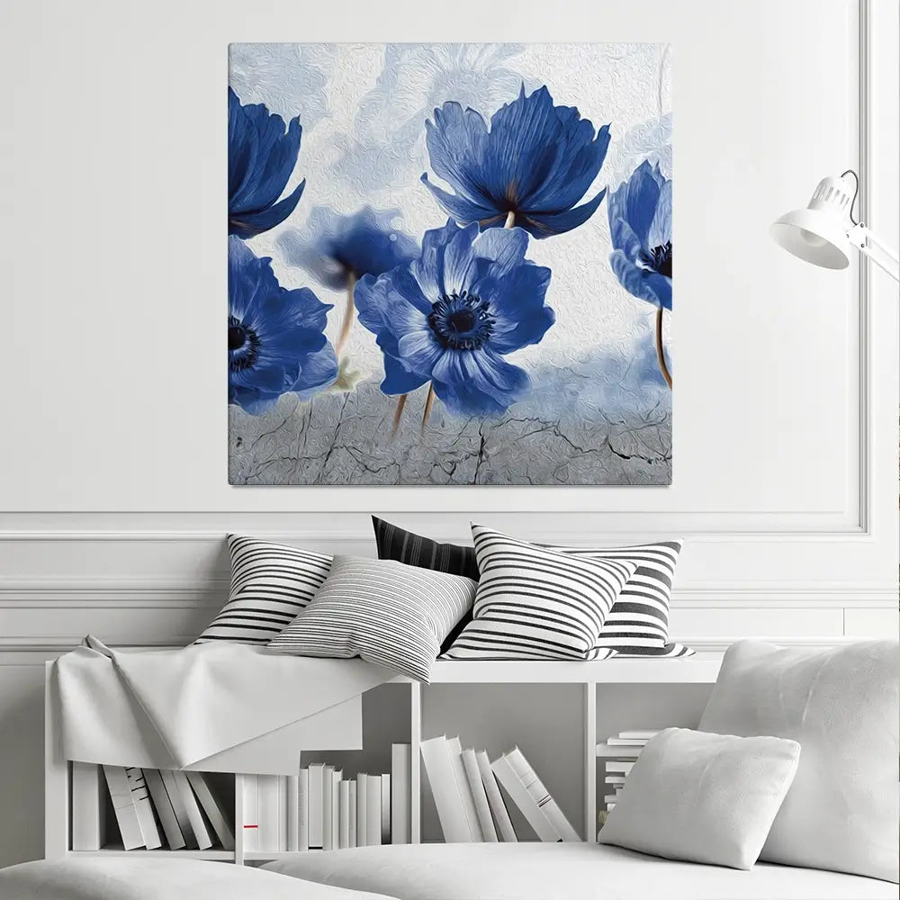 Blue Flowers Square Canvas Print Blue Flowers Square Canvas Print wall art product Creative Idea / Shutterstock