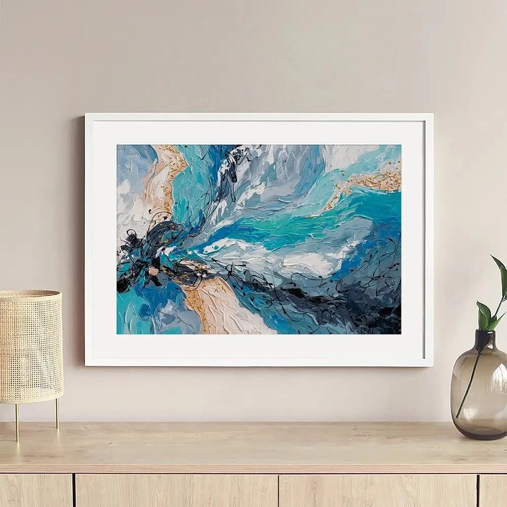 Blue Gold Framed Art Print Blue Gold Framed Art Print wall art product Olga Tkachyk