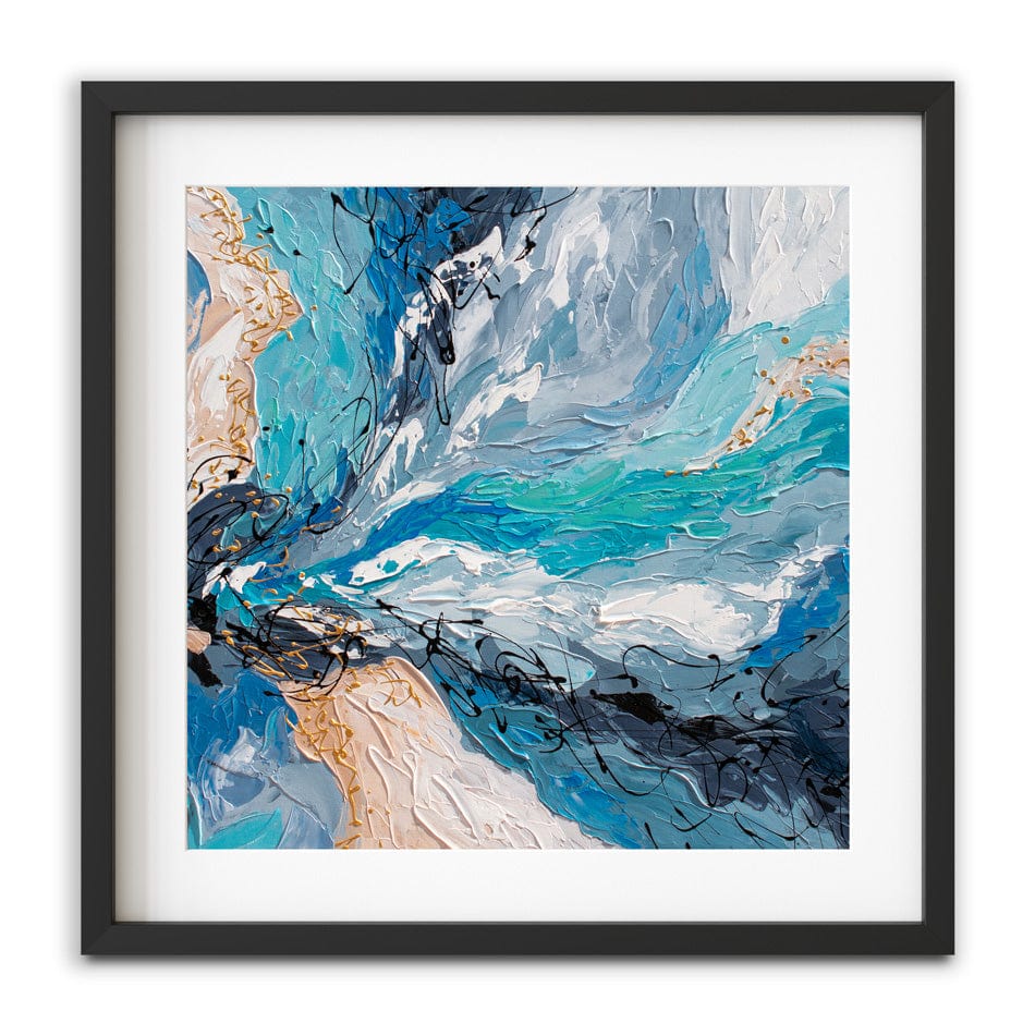 Blue Gold Square Framed Art Print wall art product Olga Tkachyk