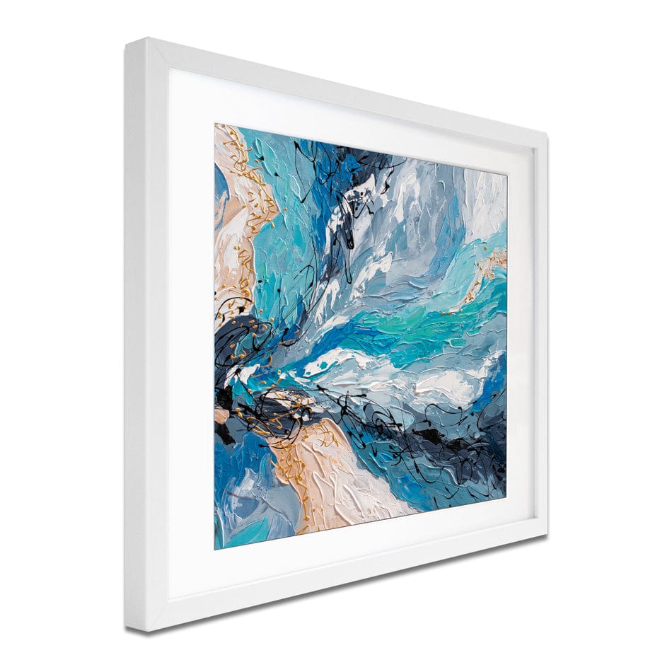 Blue Gold Square Framed Art Print wall art product Olga Tkachyk