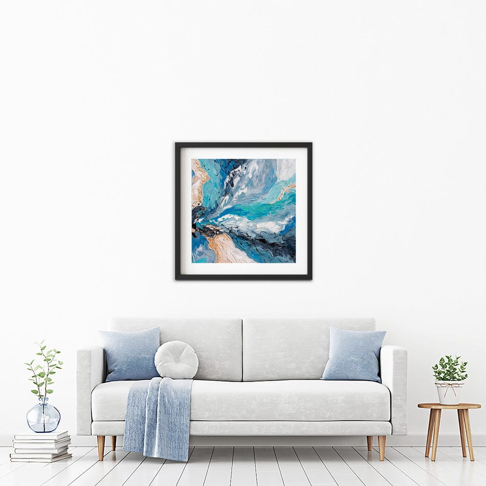 Blue Gold Square Framed Art Print wall art product Olga Tkachyk