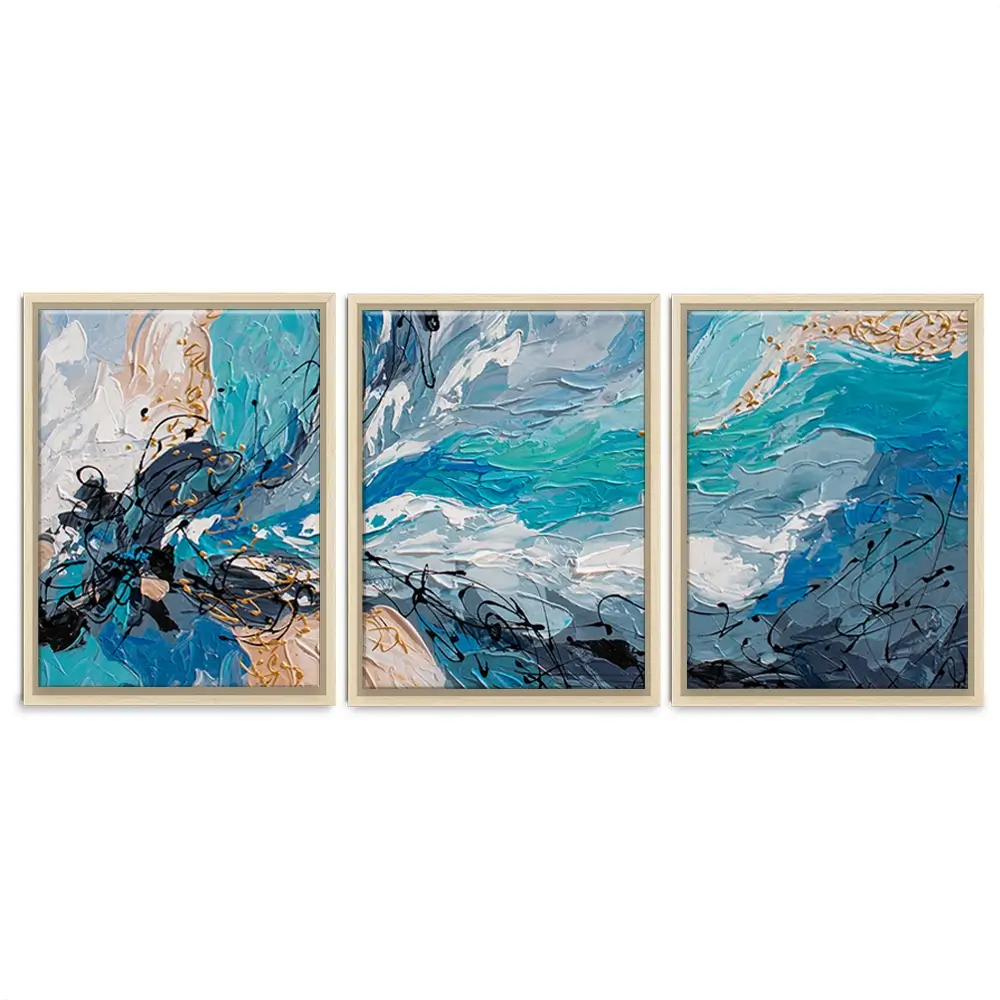 Blue Gold Trio Canvas Print Blue Gold Trio Canvas Print wall art product Olga Tkachyk