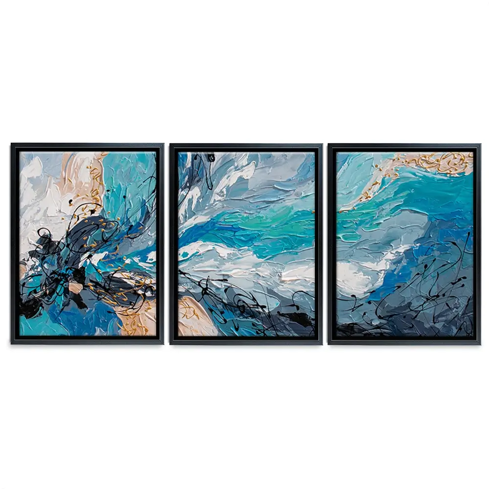 Blue Gold Trio Canvas Print Blue Gold Trio Canvas Print wall art product Olga Tkachyk
