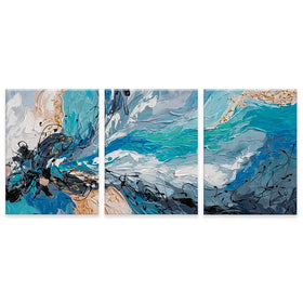 Blue Gold Trio Canvas Print Blue Gold Trio Canvas Print wall art product Olga Tkachyk