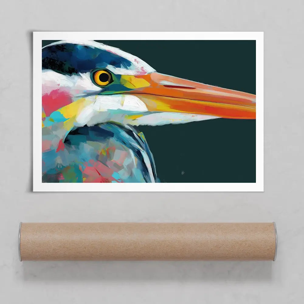 Blue Heron Portrait Art Print Blue Heron Portrait Art Print wall art product Chromatic Storm Studio