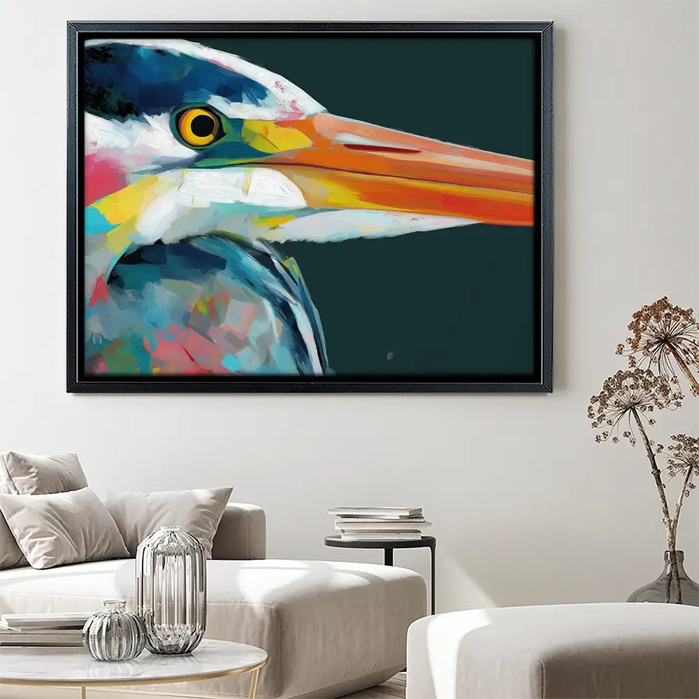 Blue Heron Portrait Canvas Print Blue Heron Portrait Canvas Print wall art product Chromatic Storm Studio