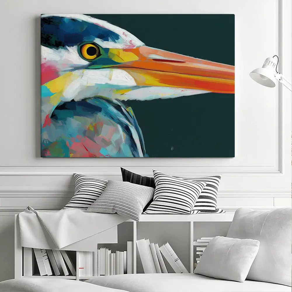 Blue Heron Portrait Canvas Print Blue Heron Portrait Canvas Print wall art product Chromatic Storm Studio