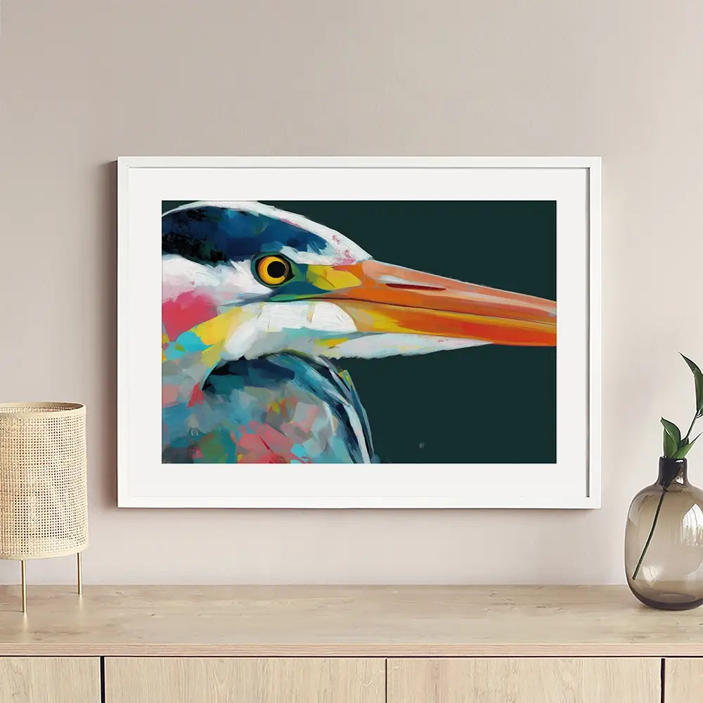 Blue Heron Portrait Framed Art Print Blue Heron Portrait Framed Art Print wall art product Chromatic Storm Studio