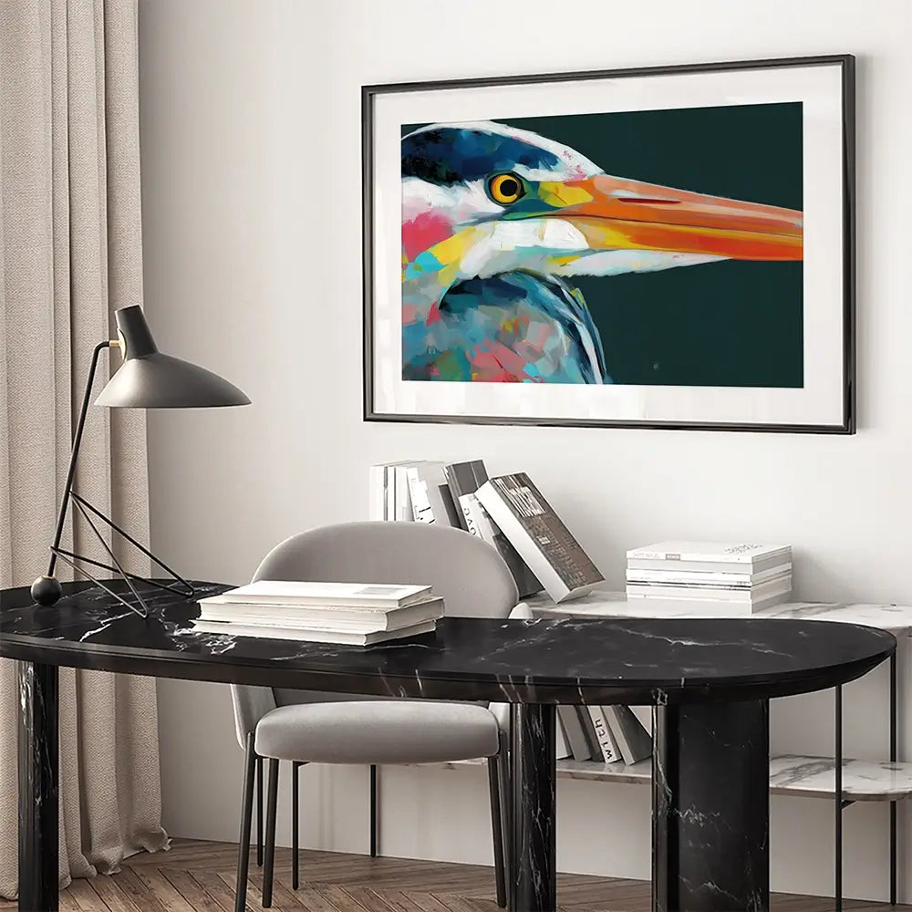 Blue Heron Portrait Framed Art Print Blue Heron Portrait Framed Art Print wall art product Chromatic Storm Studio
