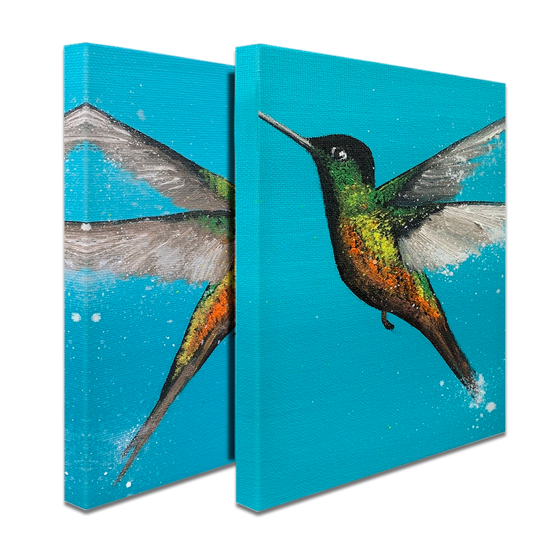 Blue Hummingbirds Duo Canvas Print Blue Hummingbirds Duo Canvas Print wall art product Laure Bury