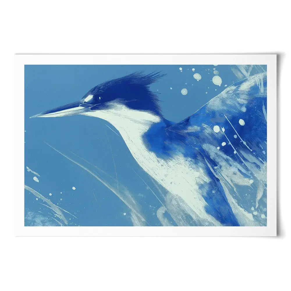 Blue Kingfisher Portrait Art Print Blue Kingfisher Portrait Art Print wall art product Chromatic Storm Studio