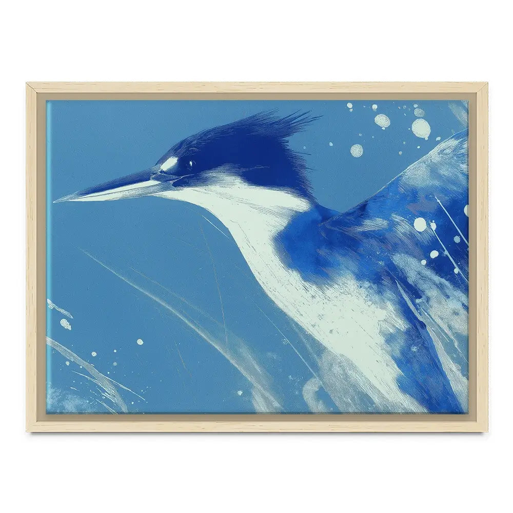 Blue Kingfisher Portrait Canvas Print Blue Kingfisher Portrait Canvas Print wall art product Chromatic Storm Studio
