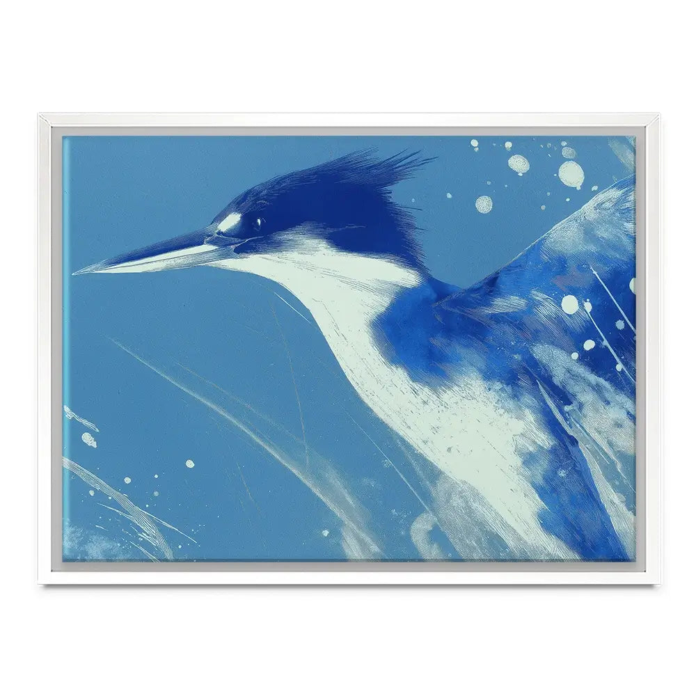 Blue Kingfisher Portrait Canvas Print Blue Kingfisher Portrait Canvas Print wall art product Chromatic Storm Studio