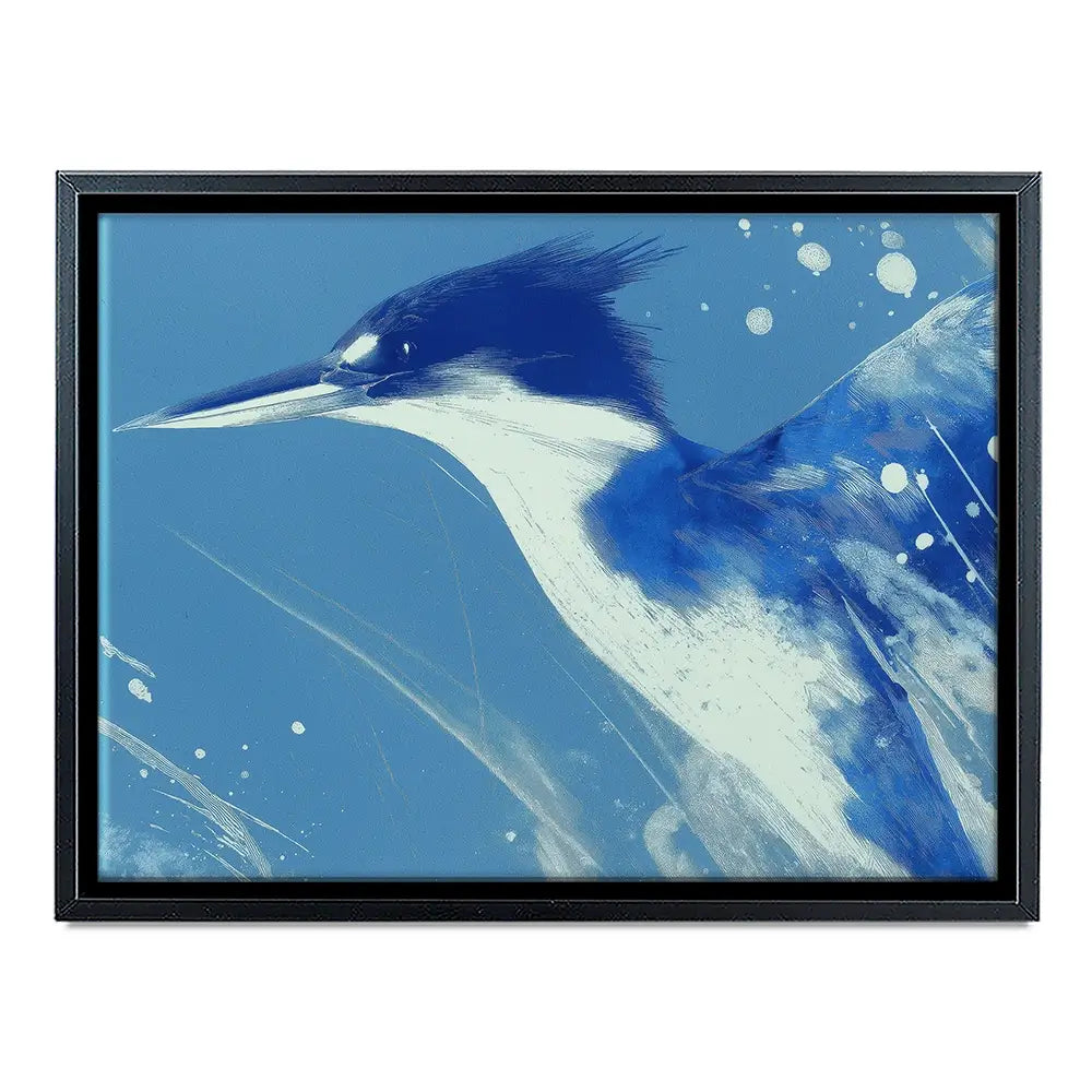 Blue Kingfisher Portrait Canvas Print Blue Kingfisher Portrait Canvas Print wall art product Chromatic Storm Studio