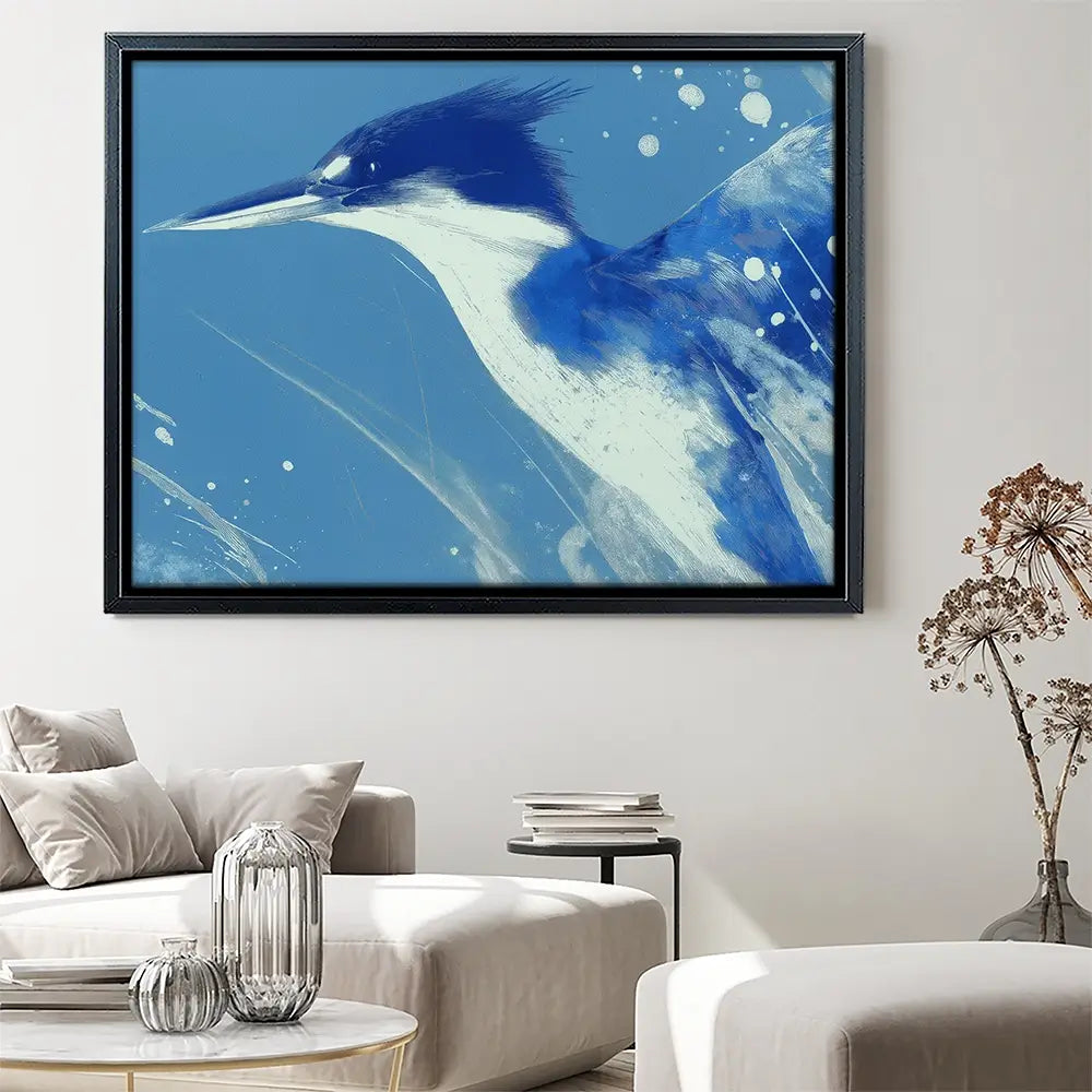 Blue Kingfisher Portrait Canvas Print Blue Kingfisher Portrait Canvas Print wall art product Chromatic Storm Studio