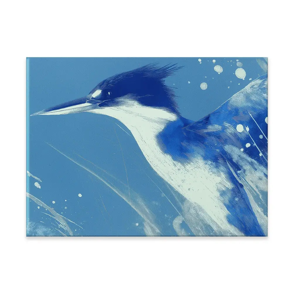 Blue Kingfisher Portrait Canvas Print Blue Kingfisher Portrait Canvas Print wall art product Chromatic Storm Studio