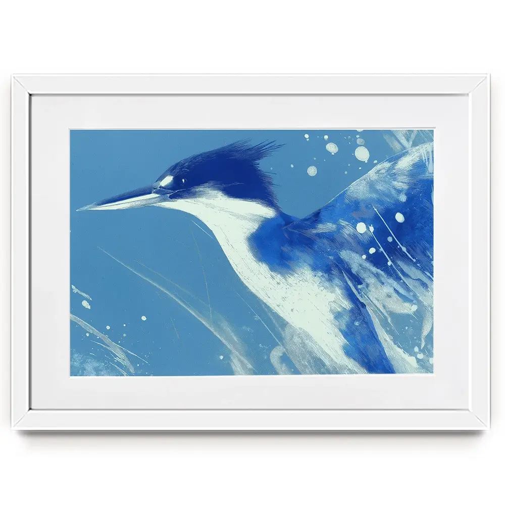 Blue Kingfisher Portrait Framed Art Print Blue Kingfisher Portrait Framed Art Print wall art product Chromatic Storm Studio