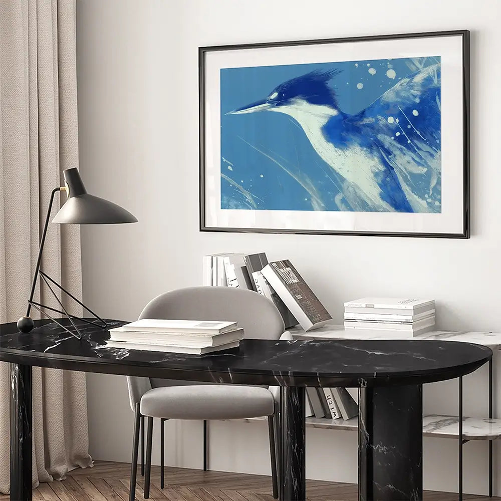Blue Kingfisher Portrait Framed Art Print Blue Kingfisher Portrait Framed Art Print wall art product Chromatic Storm Studio